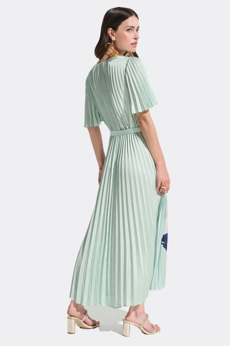 Satin Floral Print Fit And Flare Dress 776