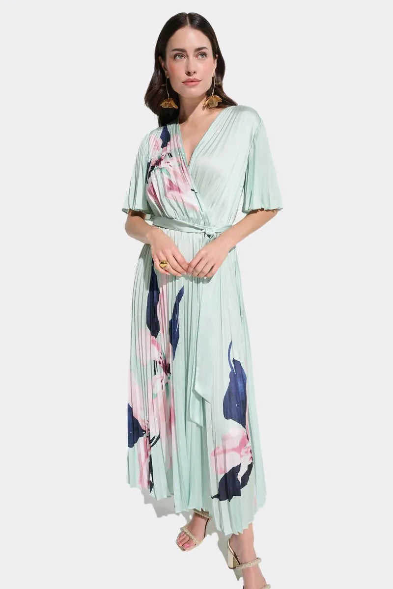 Satin Floral Print Fit And Flare Dress 776