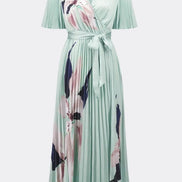 Satin Floral Print Fit And Flare Dress 776