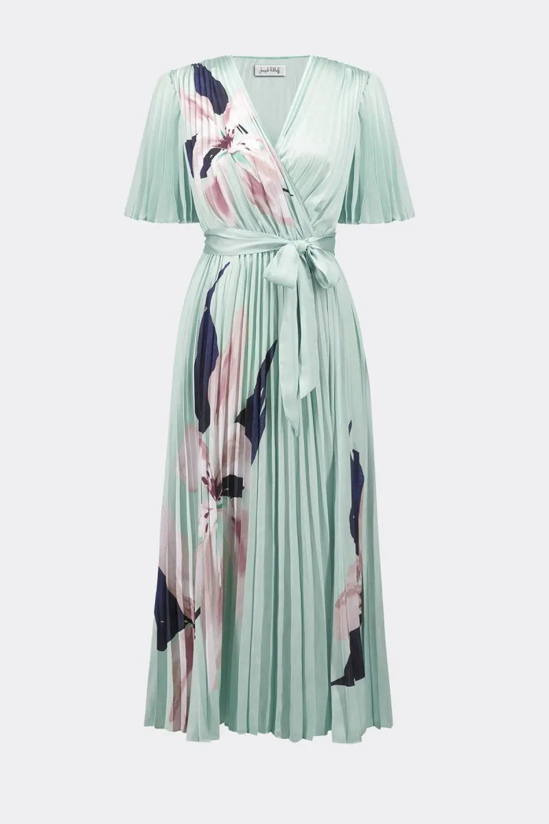 Satin Floral Print Fit And Flare Dress 776