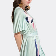 Satin Floral Print Fit And Flare Dress 776