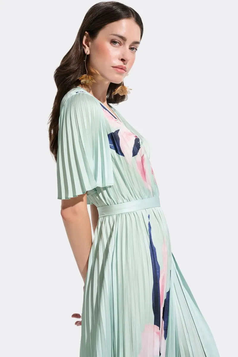 Satin Floral Print Fit And Flare Dress 776