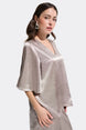 Satin Rhinestone Boxy Tunic With Flutter Sleeves 780
