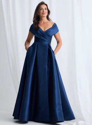 Long off shoulder full gown