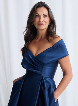 Long off shoulder full gown