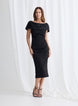 Off the Shoulder Beaded Mid-Length Dress 1586