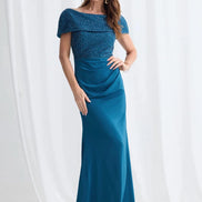 Full Length Gown with Off the Shoulder Overlay 615