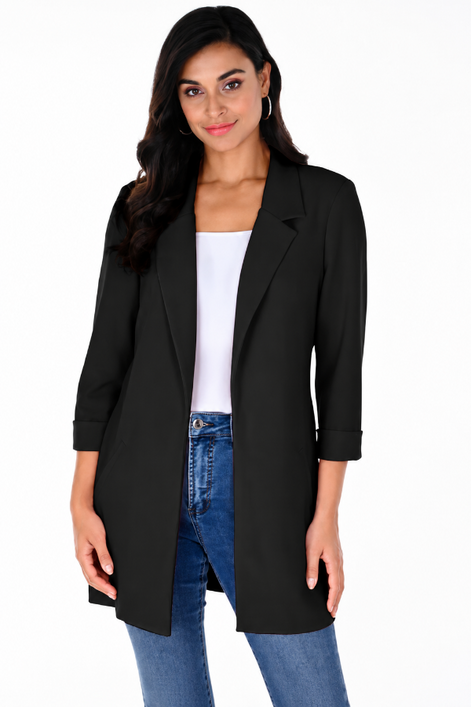 Long-line Open Blazer Jacket 823