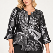 Flared 3\4 Sleeve Woven Jacket with Embellished Clasp 871