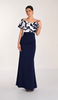 Long Off Shoulder Crepe Gown 824