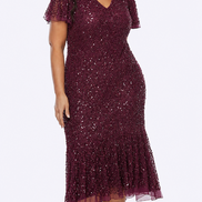 Stretch Sequins Midi Length Dress 840