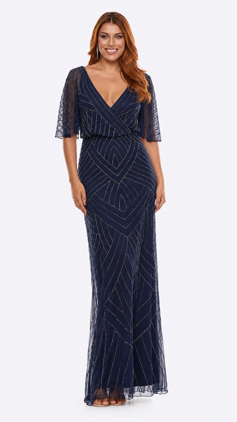 Long Mesh Beaded Dress 716