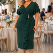 Midi Dress with Cascade Frill Detail 9007
