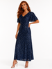 Sequined Midi Length Dress with Sleeves 800