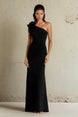 One Shoulder Long Stretch Crepe Gown 670