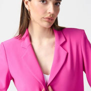 Open Blazer Collar Jacket with Ruched Sleeves 896