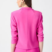 Open Blazer Collar Jacket with Ruched Sleeves 896