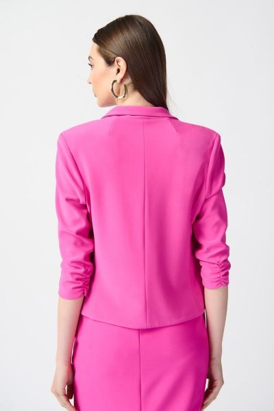 Open Blazer Collar Jacket with Ruched Sleeves 896