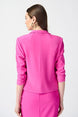 Open Blazer Collar Jacket with Ruched Sleeves 896