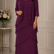Chiffon Tier Layered Dress with Jacket 498