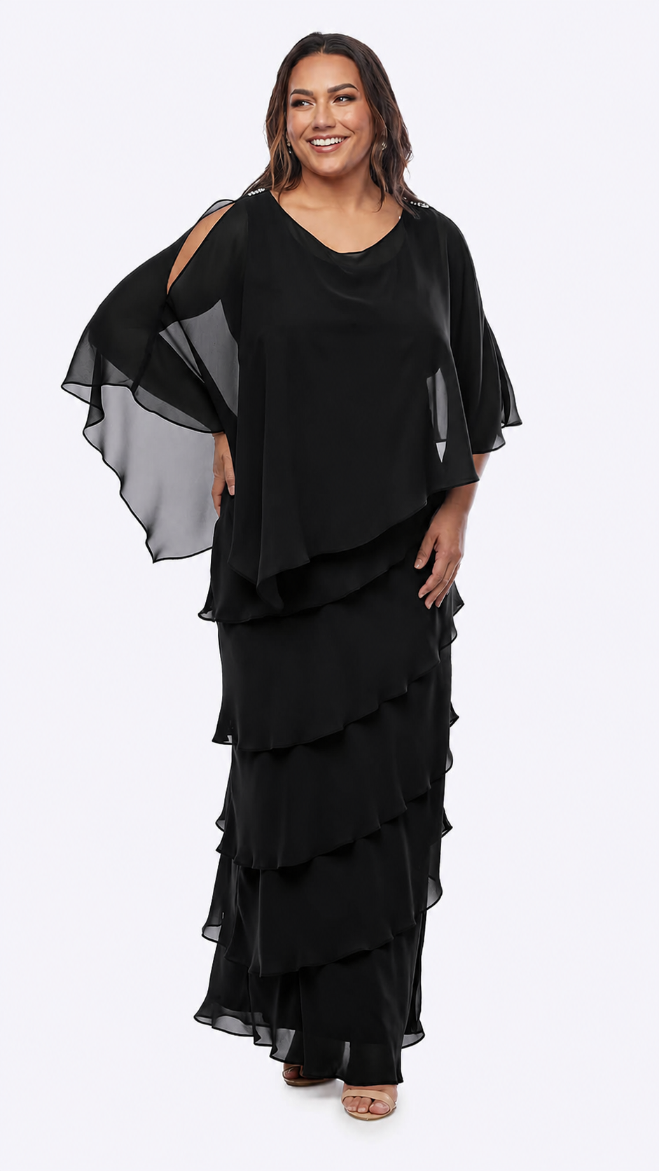 Long dress Layered Chiffon Gown 815