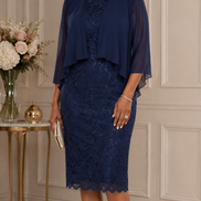Stretch Sequinned Lace Dress with Chiffon Jacket 508