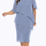Chiffon Layered Dress with Diamante Trim 704