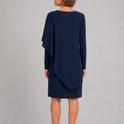 Knee-length Shift Dress With Draped V-neck 1546