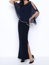 Chiffon Drape Maxi Dress with Mid-Length Split