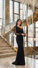 Long Sleeved Gown with Off Shoulder Neckline 809