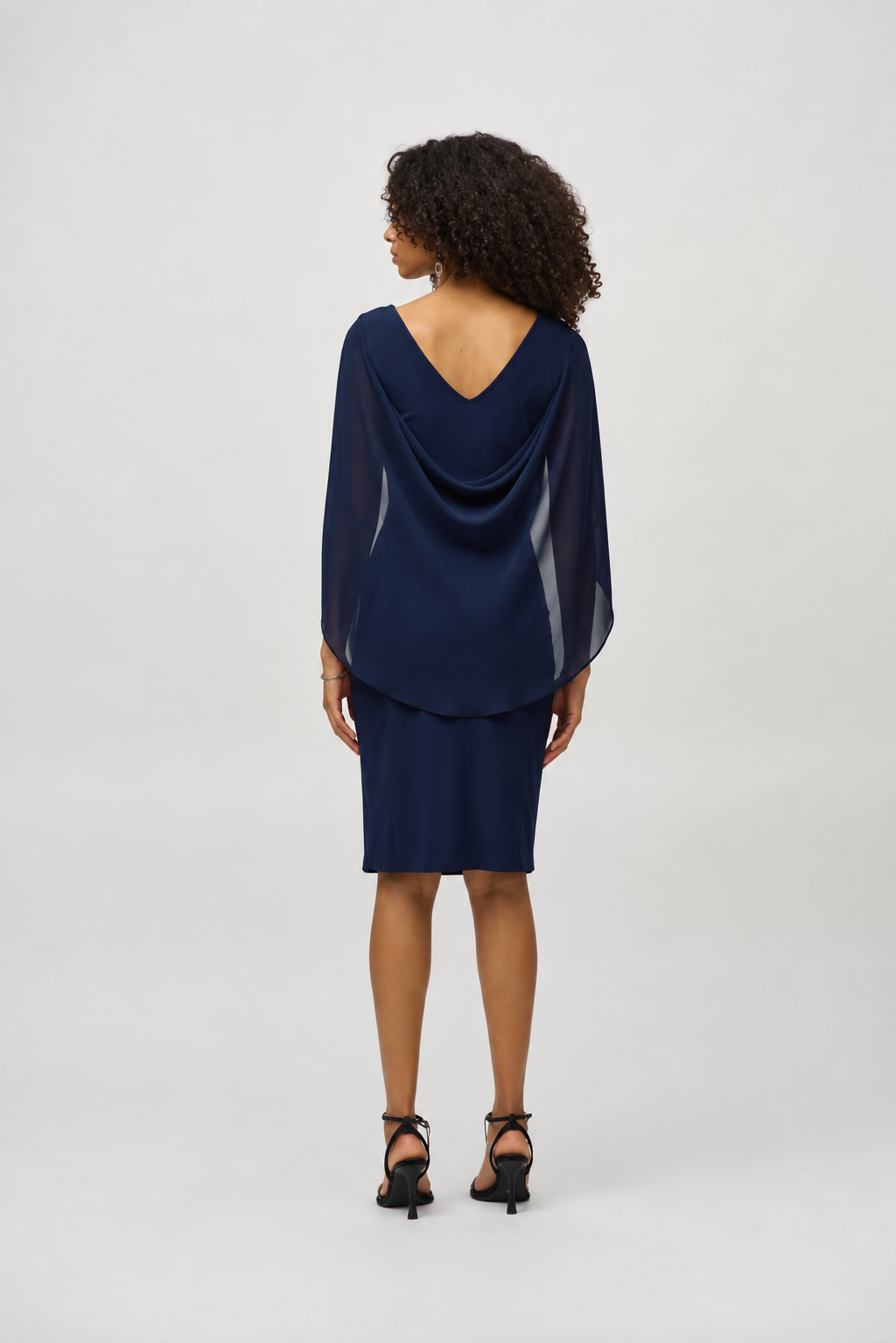 Chiffon Cape Dress with Jeweled Detail 1557