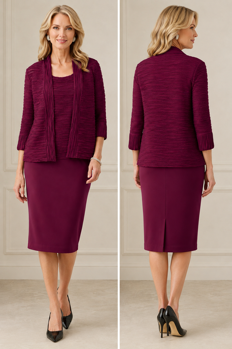Sparkle Cascade 3 Piece Skirt Suit 836