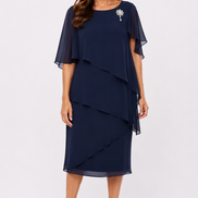 Chiffon Short Layered Dress with Diamante Trim 714
