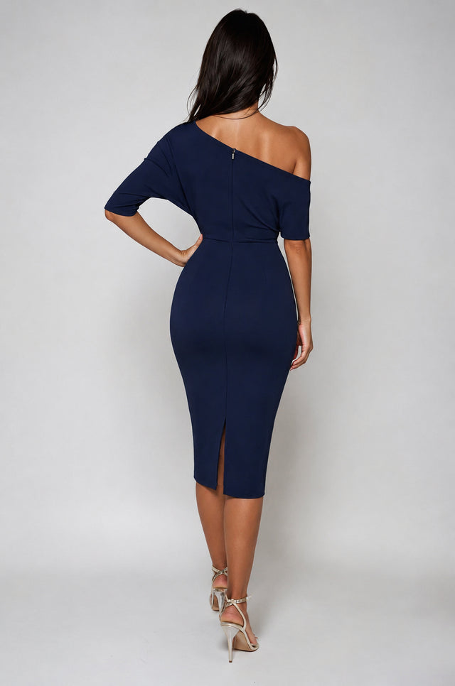 Side Shoulder Neckline Dress 628