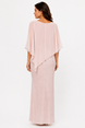 Long Chiffon Asymmetrical Overlay Dress with Rhinestone Trim 389