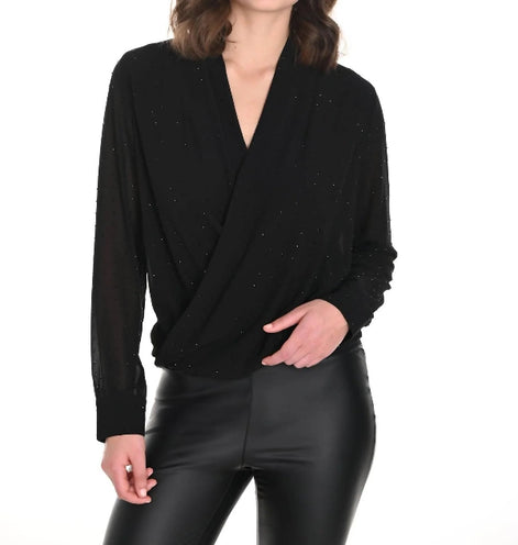 Long Sleeved Embellished Wrap Blouse 934