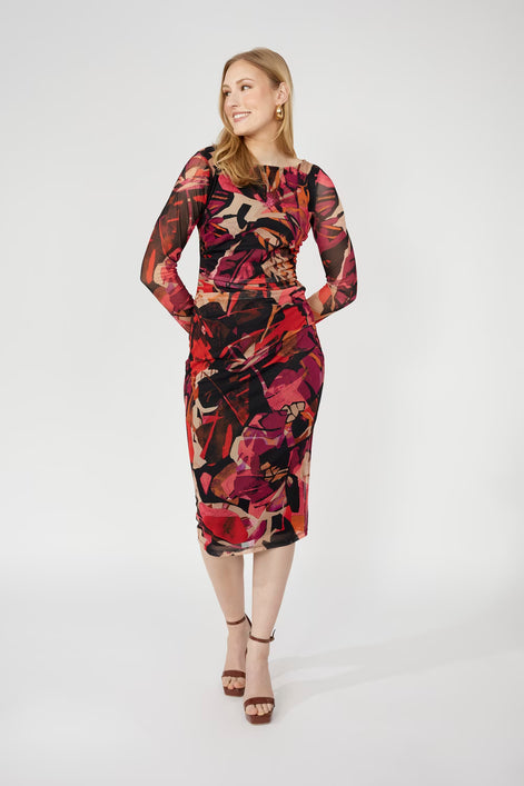 Floral Bodycon Knee Length Dress