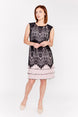 Lace Overlay Knee-Length Dress 657