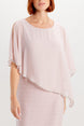 Long Chiffon Asymmetrical Overlay Dress with Rhinestone Trim 389