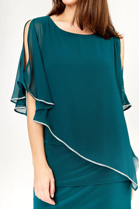 Sheath Dress with Chiffon Overlay 794