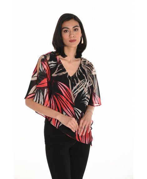 Floral Printed Overlay Chiffon Top