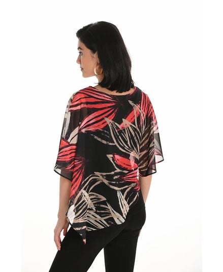Floral Printed Overlay Chiffon Top