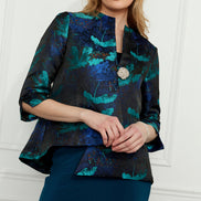 Floral Hip Length A-Line Button Jacket 614