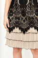 Lace Overlay Knee-Length Dress 657