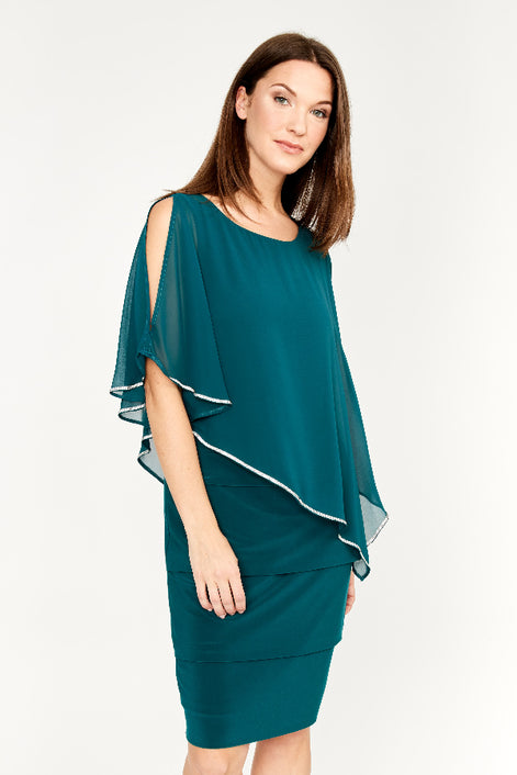 Sheath Dress with Chiffon Overlay 794