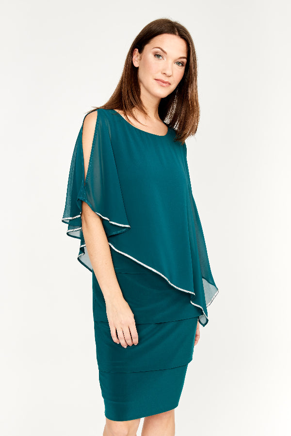 Sheath Dress with Chiffon Overlay 794