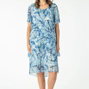 Abstract Floral Print Layered Chiffon Dress 1560