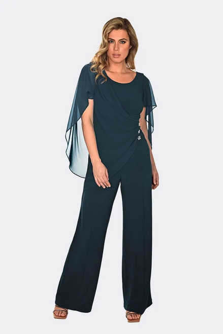 Jumpsuit with Flutter Sleeve and Diamante Detail