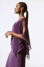 Long Chiffon Cape Gown