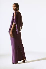 Long Chiffon Cape Gown